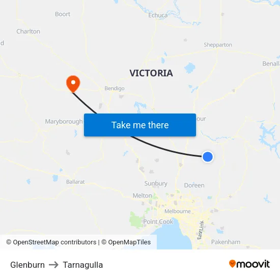 Glenburn to Tarnagulla map
