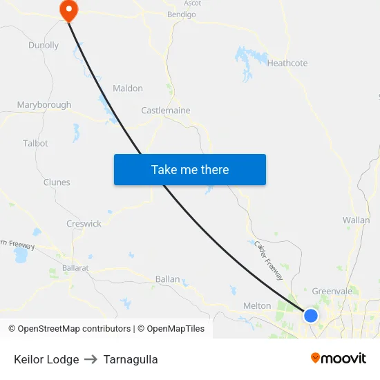 Keilor Lodge to Tarnagulla map