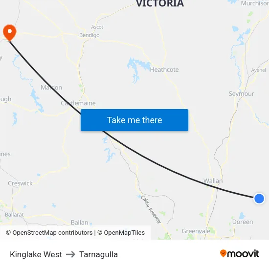 Kinglake West to Tarnagulla map