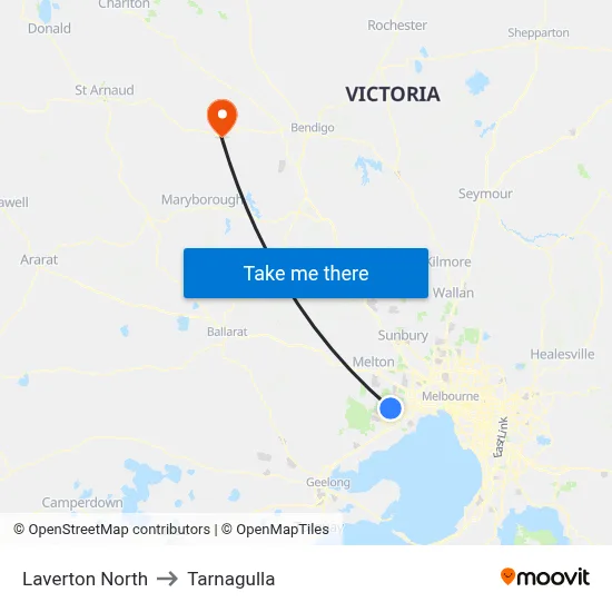 Laverton North to Tarnagulla map