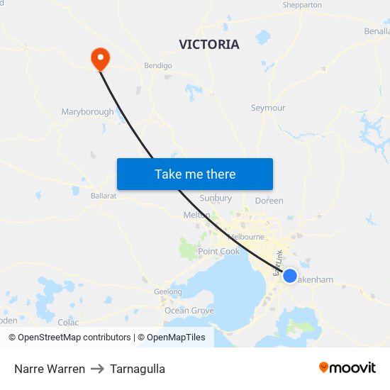 Narre Warren to Tarnagulla map