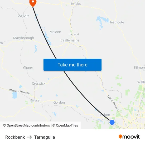 Rockbank to Tarnagulla map