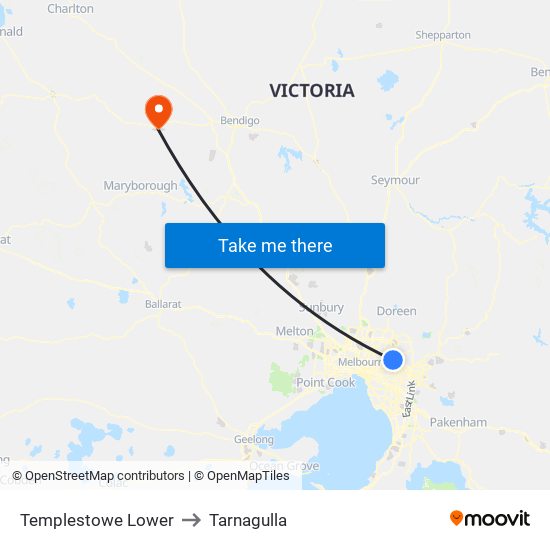 Templestowe Lower to Tarnagulla map