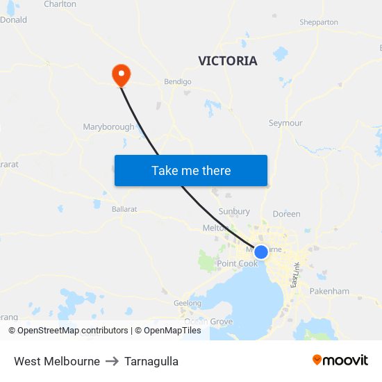 West Melbourne to Tarnagulla map