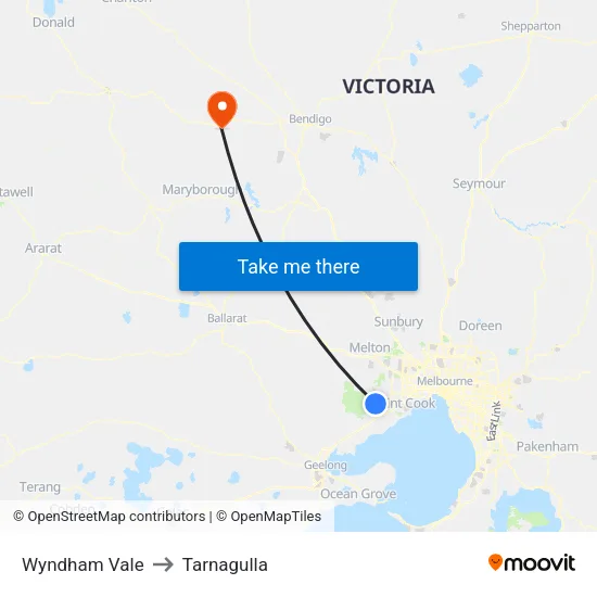 Wyndham Vale to Tarnagulla map