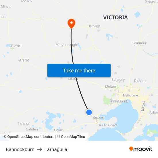 Bannockburn to Tarnagulla map