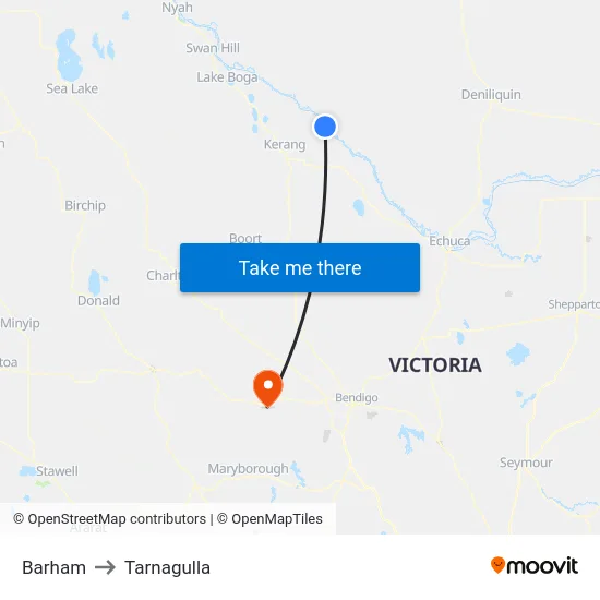 Barham to Tarnagulla map