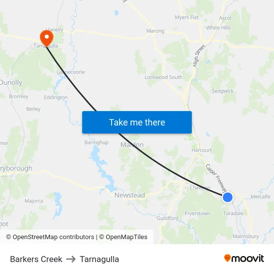 Barkers Creek to Tarnagulla map