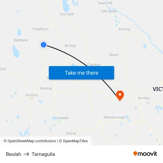 Beulah to Tarnagulla map