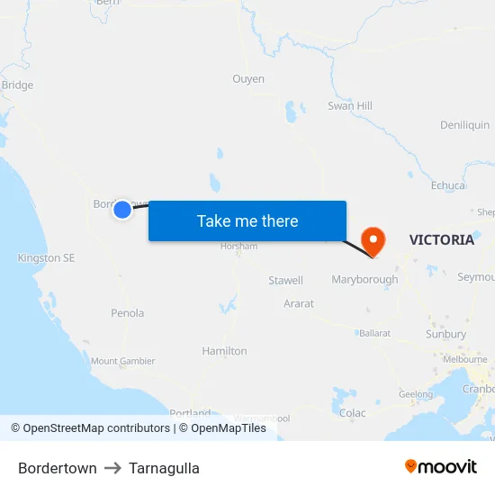 Bordertown to Tarnagulla map