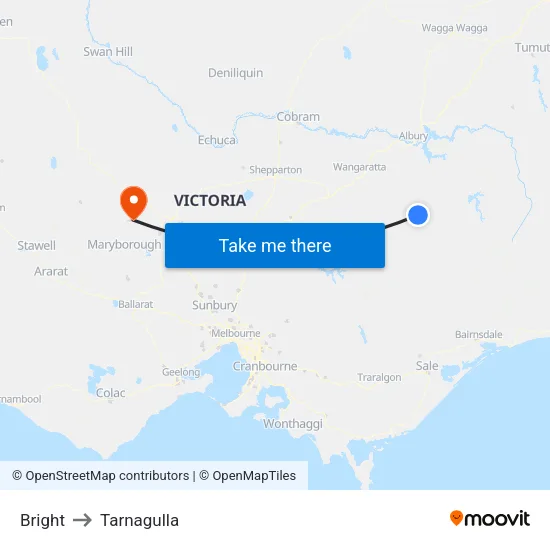 Bright to Tarnagulla map