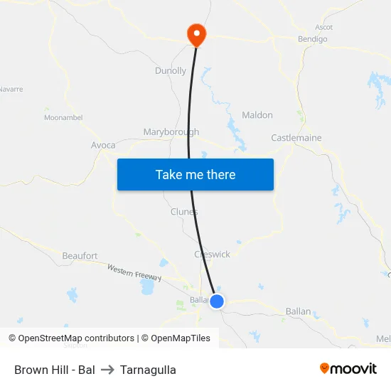 Brown Hill - Bal to Tarnagulla map