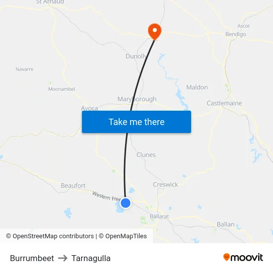 Burrumbeet to Tarnagulla map