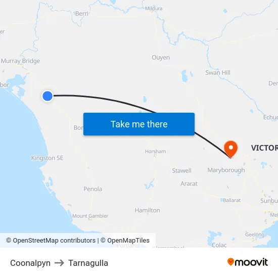 Coonalpyn to Tarnagulla map