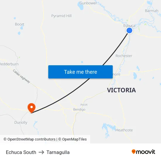 Echuca South to Tarnagulla map
