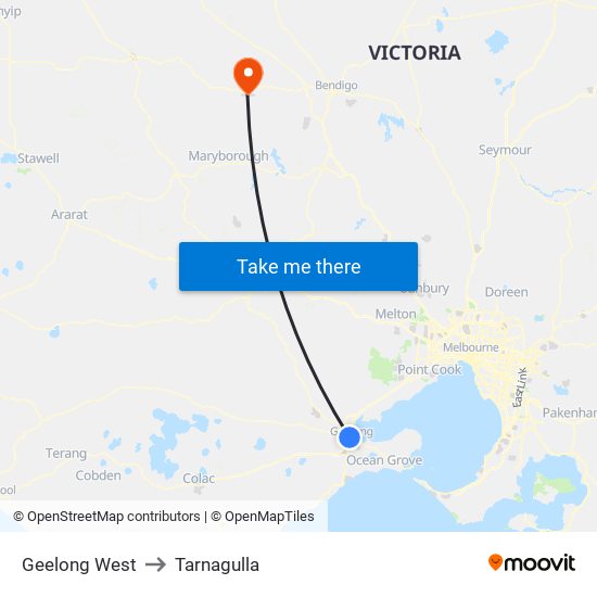 Geelong West to Tarnagulla map