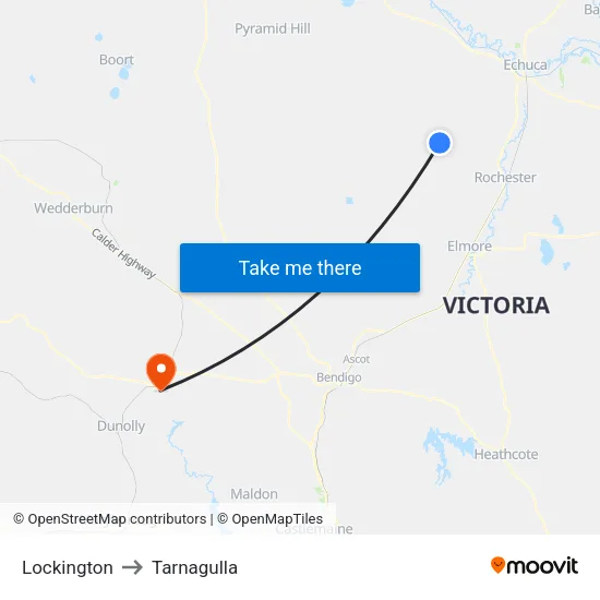 Lockington to Tarnagulla map