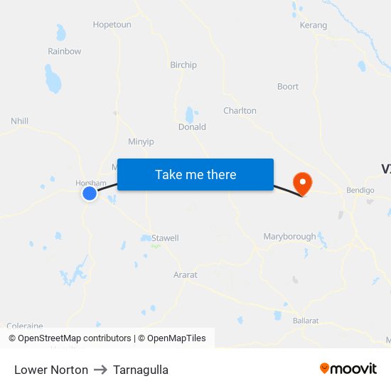 Lower Norton to Tarnagulla map