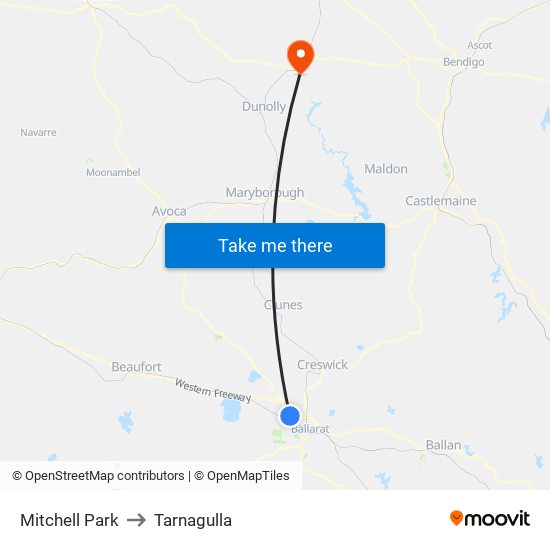Mitchell Park to Tarnagulla map