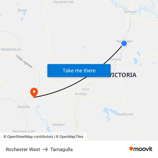 Rochester West to Tarnagulla map