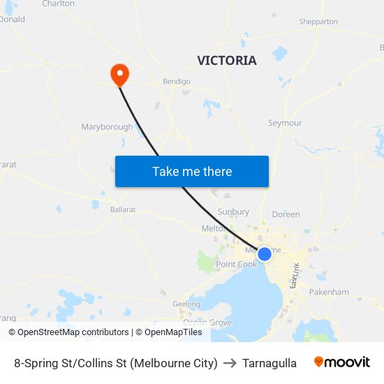 8-Spring St/Collins St (Melbourne City) to Tarnagulla map