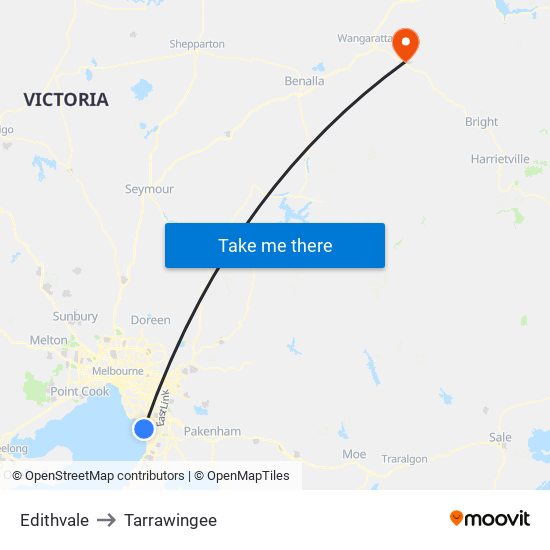 Edithvale to Tarrawingee map