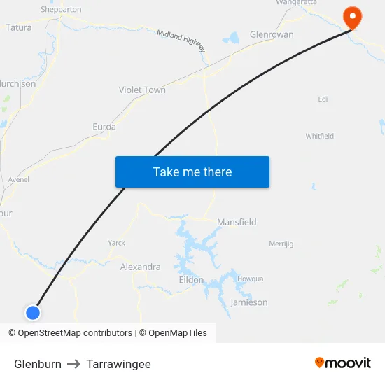 Glenburn to Tarrawingee map