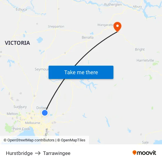 Hurstbridge to Tarrawingee map