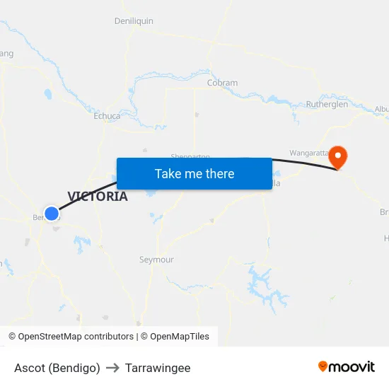 Ascot (Bendigo) to Tarrawingee map