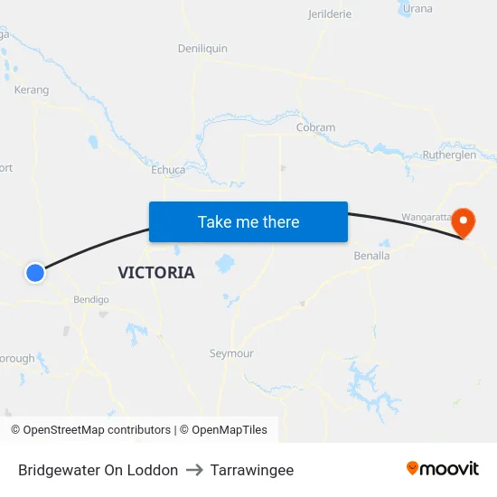 Bridgewater On Loddon to Tarrawingee map