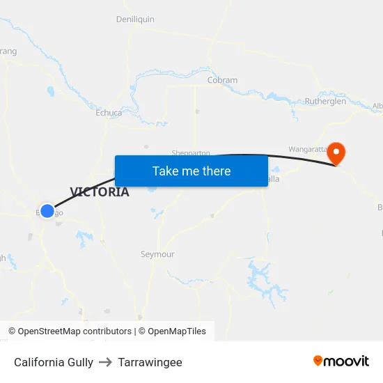 California Gully to Tarrawingee map