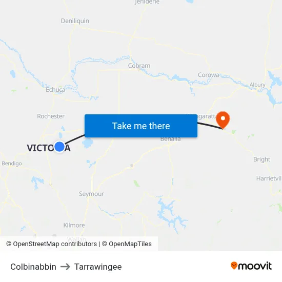 Colbinabbin to Tarrawingee map