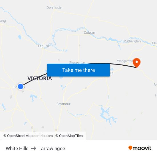 White Hills to Tarrawingee map