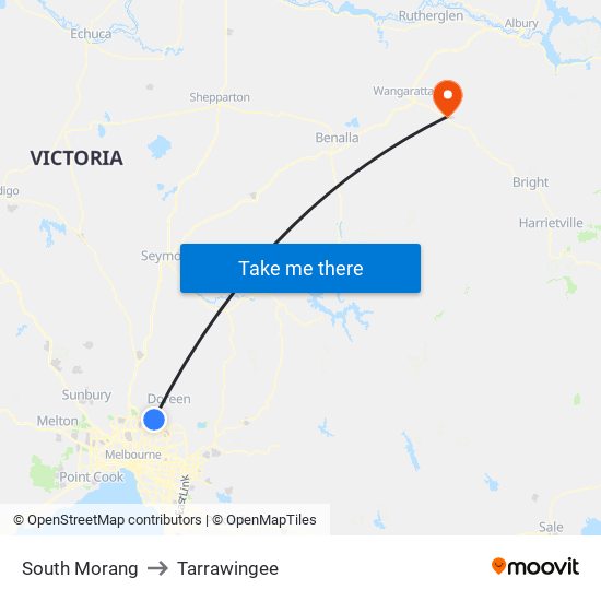 South Morang to Tarrawingee map