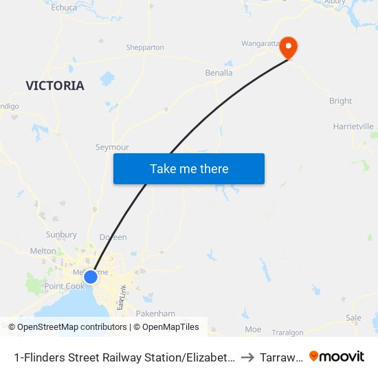 1-Flinders Street Railway Station/Elizabeth St (Melbourne City) to Tarrawingee map