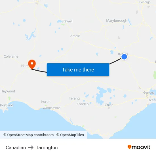 Canadian to Tarrington map