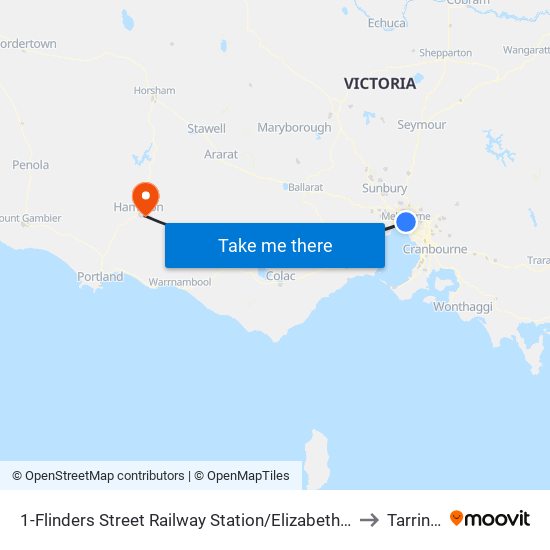 1-Flinders Street Railway Station/Elizabeth St (Melbourne City) to Tarrington map