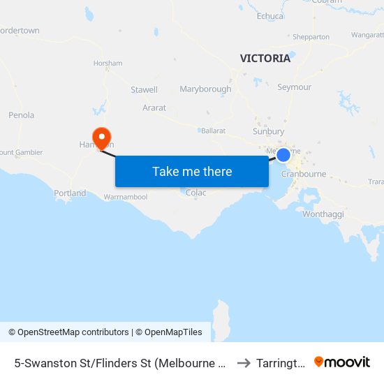 5-Swanston St/Flinders St (Melbourne City) to Tarrington map