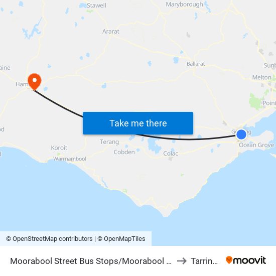 Moorabool Street Bus Stops/Moorabool St (Geelong) to Tarrington map