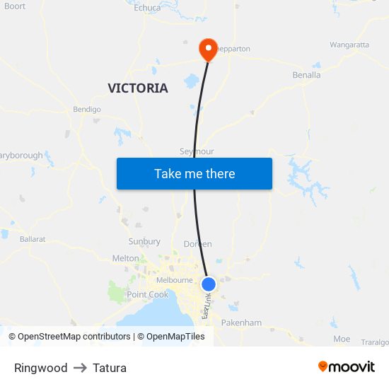 Ringwood to Tatura map