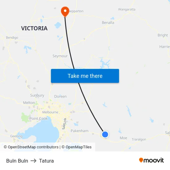 Buln Buln to Tatura map