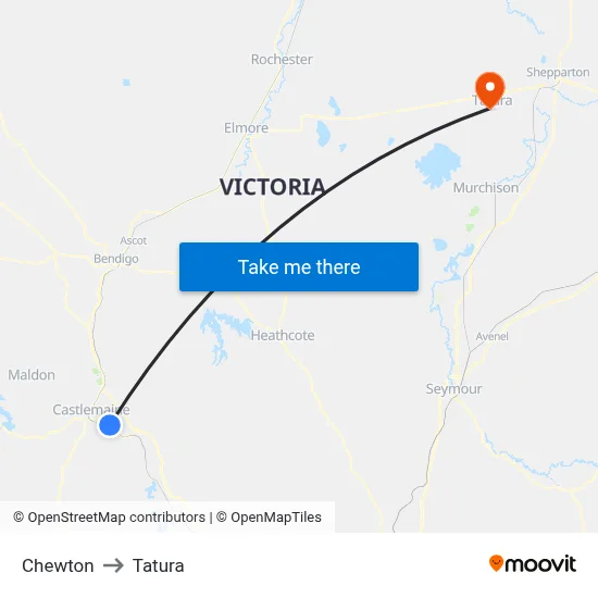 Chewton to Tatura map