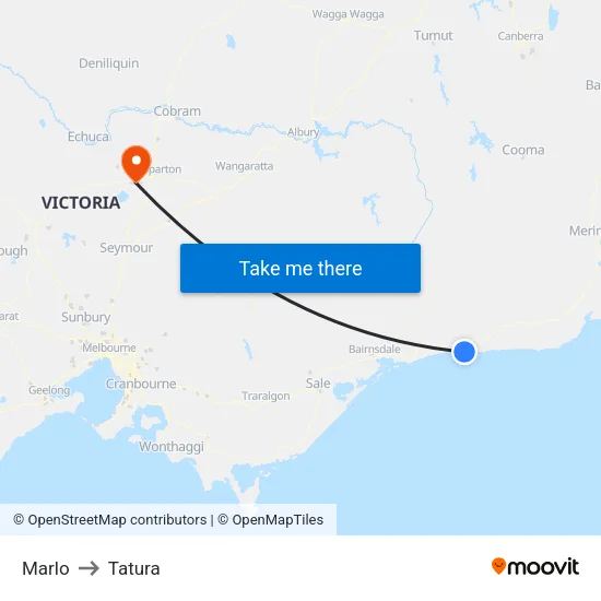Marlo to Tatura map
