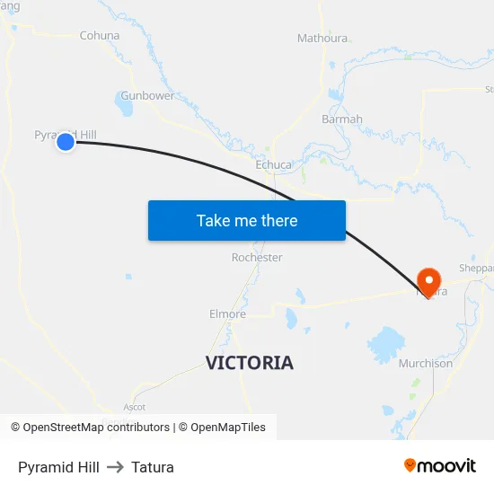 Pyramid Hill to Tatura map