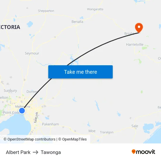 Albert Park to Tawonga map