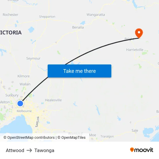 Attwood to Tawonga map