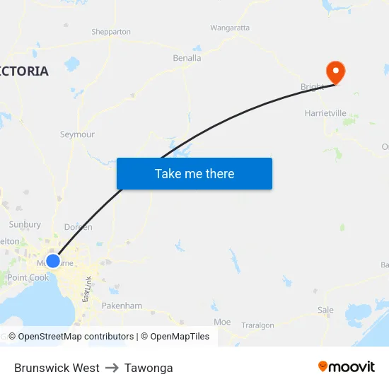 Brunswick West to Tawonga map