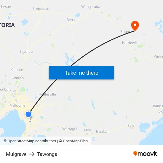 Mulgrave to Tawonga map