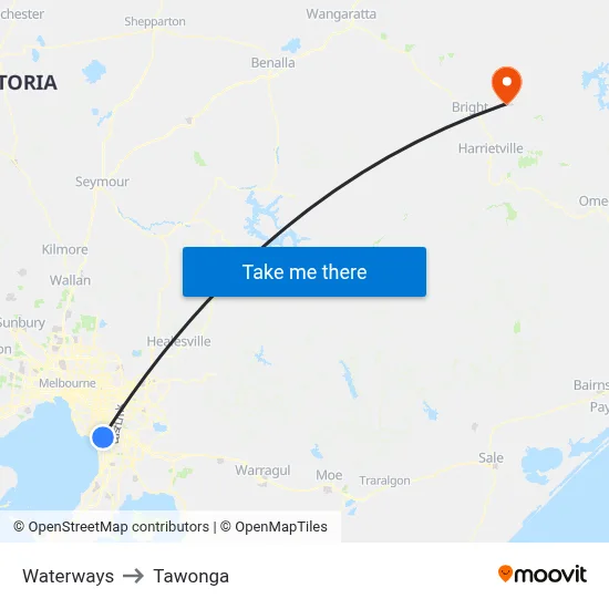 Waterways to Tawonga map