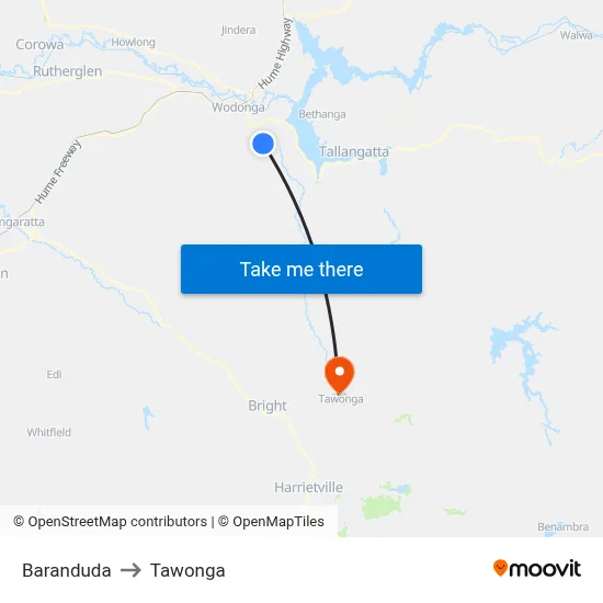 Baranduda to Tawonga map